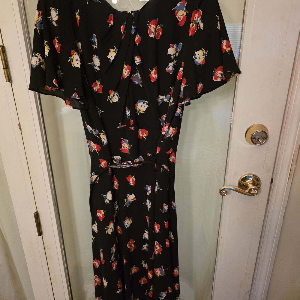 Ralph Lauren Black Dress with Floral Accents